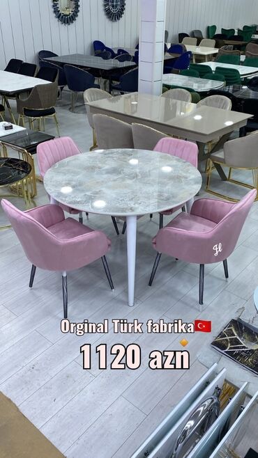 quxna stollari: Для кухни, Новый, Круглый стол, 4 стула, Турция
