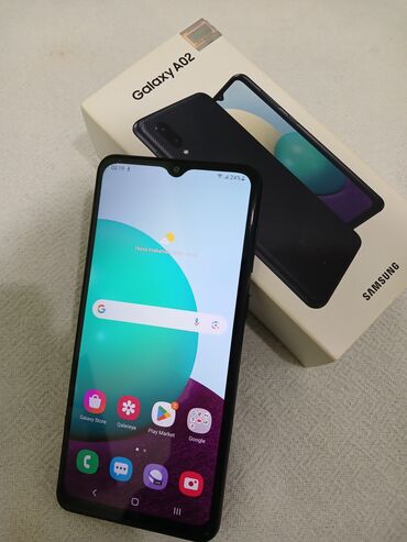 Samsung: Samsung A02, 32 GB, rəng - Qara, Sensor, Simsiz şarj, İki sim kartlı