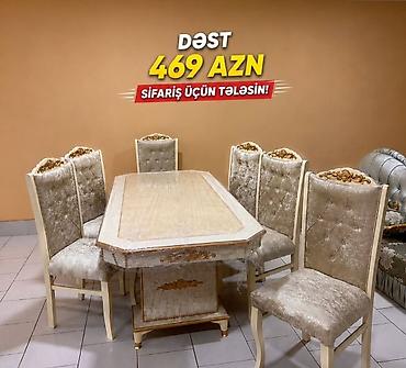 duz otagi bakida: Klassik üslubda yemək otağı dəsti: - Dəst: masa + 6 ədəd stul - Rəng — 1