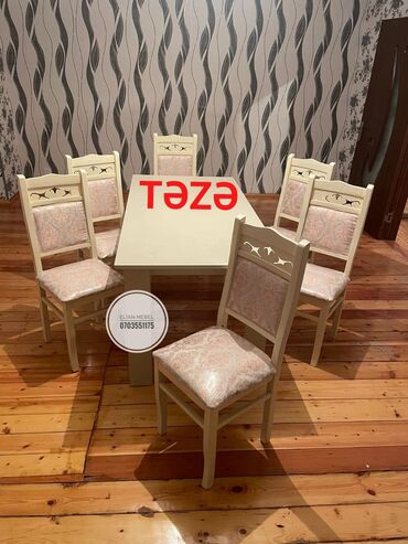 stol stul 2 ci el: Qonaq otağı üçün, Yeni, Açılmayan, Kvadrat masa, 6 stul, Azərbaycan