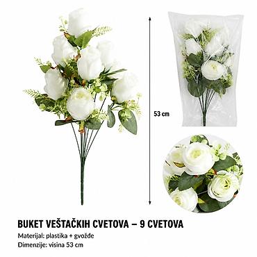 KMT 9 božićni cvet sa štipaljkom – bela Dekorativni buket sa 9 belih