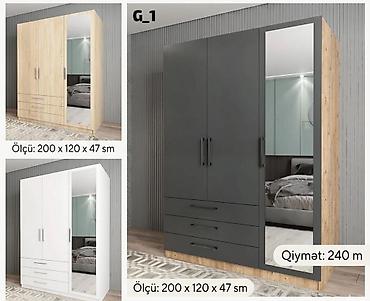 Мебель для дома: Üç qapılı paltar dolabı – güzgülü model (G_1) - Ölçü: 200 x 120 x 47 — 1