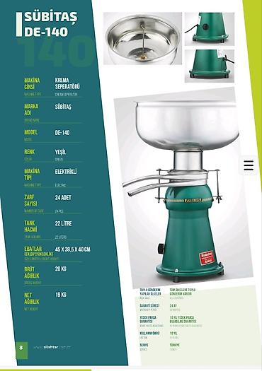 Separatorlar: Krema Separatörü – Sübitaş DE-140 / Asya Zenit DE-140 Südlə işləyən — 16
