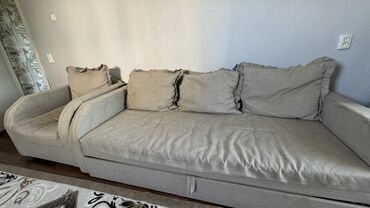кресло белое: Диван-кровать, цвет - Серый, Б/у