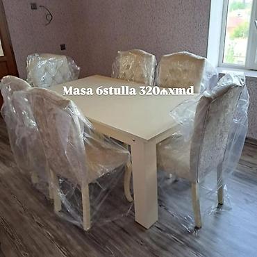 Masa və oturacaq dəstləri: Masa və 6 stul dəsti - Komplekt: 1 yemək masası + 6 ədəd stul - — 10