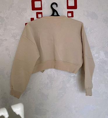 Digər xidmətlər: Bej rəngli qısa kəsimli sweatshirt - Model: zipli, ön hissədə tam — 2