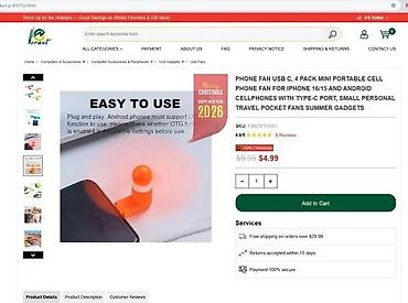 Ostali aksesoari za mobilne telefone: Mini prenosivi ventilator za telefon – “Mini Cool”, narandžaste boje — 6
