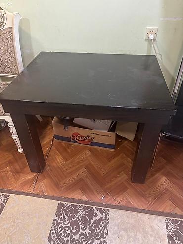 taxta tavanlar: Qara rəngli taxta masa - Material: bərk taxta/gücləndirilmiş MDF — 1