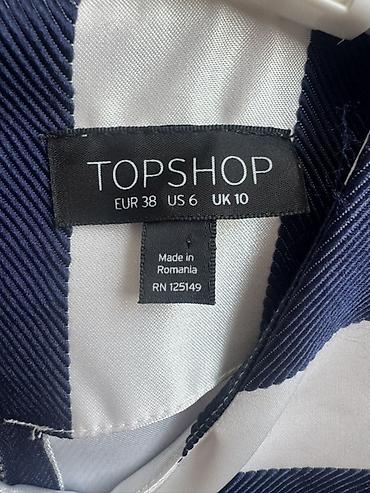 deniz geyimi: Topshop qadın paltarı - Model: Zolaqlı mini paltar, qısa qol, dairəvi — 3