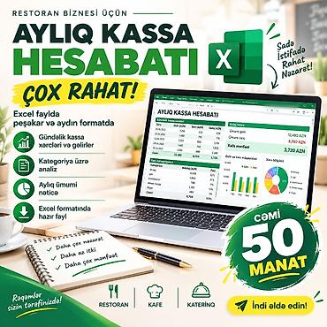 Restoran biznesi üçün “Aylıq və gündəlik Kassa Hesabatı” Excel faylı