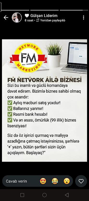 Готовый бизнес: FM Network Ailə Biznesi – Nur komandası ilə şəbəkə marketinqi imkanı — 1