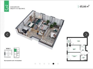 1 ком кв студия: 3 комнаты, 65 м², Элитка, 10 этаж, ПСО (под самоотделку)