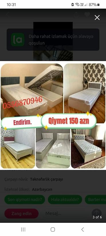 termo mebel: Yeni, Təknəfərlik çarpayı, Bazalı, Matras ilə, Siyirməsiz, Rusiya — 9