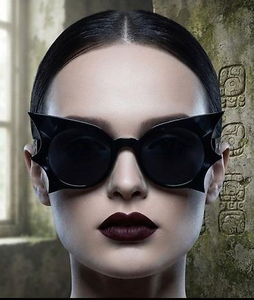 split ender cena: Futurističke unisex naočare za sunce – crni „cat-eye“/okrugli hibridni — 1