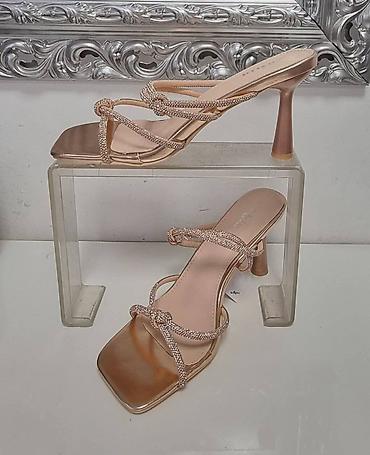 papuce platforma: Elegantne ženske sandale na štiklu – zlatno/rose gold - Dizajn sa — 2
