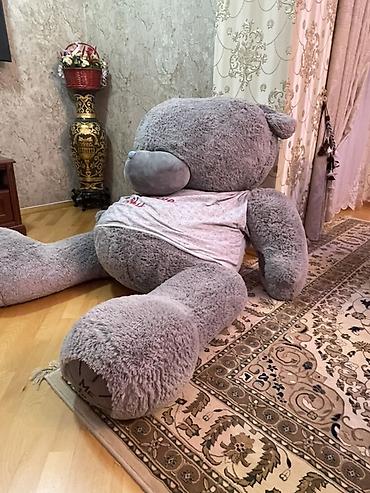 oyuncaql: Böyük ölçülü yumşaq ayı oyuncağı - Rəng: boz - Material: yumşaq — 2