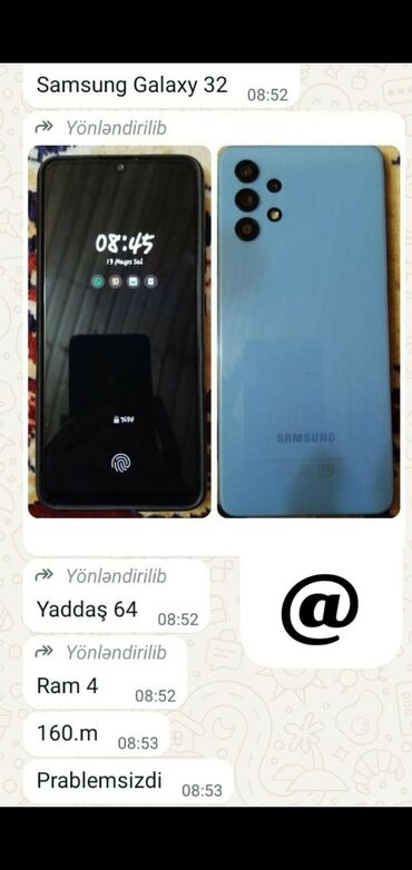 Samsung: Samsung Galaxy A32, 64 GB, rəng - Mavi, Barmaq izi, İki sim kartlı