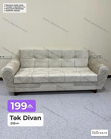 tek divan: Tək Divan – 210 sm - Mexanizm: açılan, bazalı (yataq funksiyalı və — 1