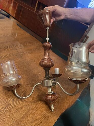 Stol lampaları: Çılçıraq, 3 lampa, Metal