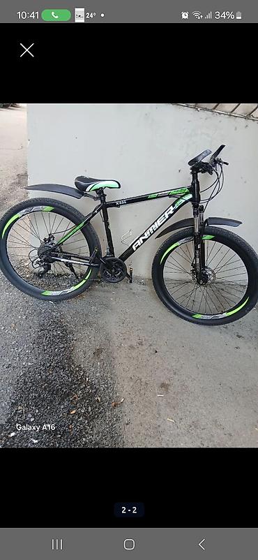 velosiped dag: ANMER X-666 dağ velosipedi - Rəng: Qara-yaşıl detallarla - Çərçivə — 1