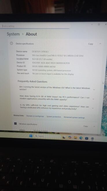notebook casper: Dell noutbuk Texniki xüsusiyyətlər: - Prosessor: Intel Core i5-1135G7