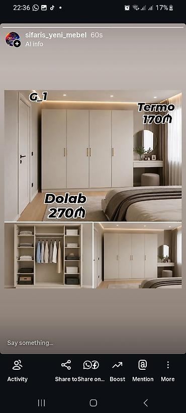 isiqli termo: Məhsul: Q_1 model yataq otağı üçün geyim dolabı - Material: Termo – — 1