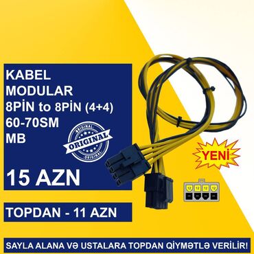 Digər kompüter aksesuarları: Kabellər "4/8/24pin/MOLEX CPU/MB Original" SAYLA ALANA VƏ USTALARA -da lalafo.az — 8 Digər kompüter aksesuarları: Kabellər "4/8/24pin/MOLEX CPU/MB Original" SAYLA ALANA VƏ USTALARA — 8