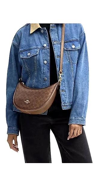 bag: Сумка Coach Luna Shoulder Bag, коричневая, фирменный монограмный принт — 3