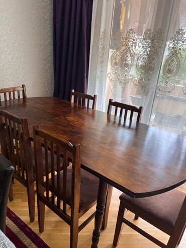 Masa və oturacaq dəstləri: Qonaq otağı üçün, İşlənmiş, Oval masa, 6 stul