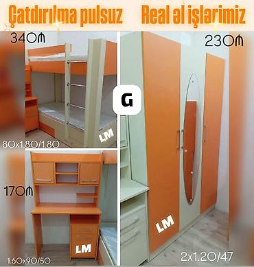 Uşaq/yeniyetmə otağı üçün mebel dəsti – narıncı/açıq krem rəng çaları