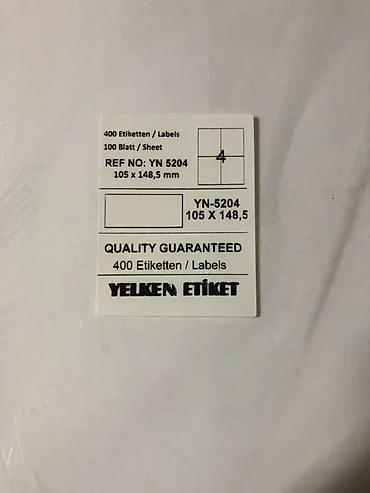 Reklamiranje, štampanje: Samolepljive A4 etikete – Yelken Etiket YN-5102 - Format lista: A4 - — 8