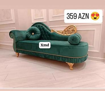 Zərif klassik dizaynlı yaşıl məxmər şezlonq/kanape. - Material