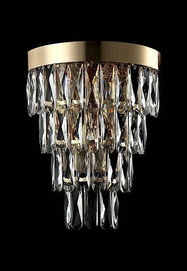 Ev üçün dekor: Kristal divar bra – qızılı rəngli metal əsaslı, çoxqatlı asma dizayn — 1