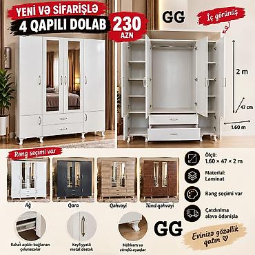 4 qapılı geyim dolabı – 230 AZN - Ölçü: 1.60 × 47 × 2 m - Material