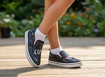 nike react: Черные слипоны с пайетками "LUV YOU" и радужным градиентом. Модель без — 1