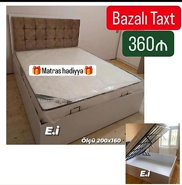 bazalı: Bazalı taxt – ölçü 200x160 sm. Yumşaq, kvadrat tikişli başlıq, açılan — 1