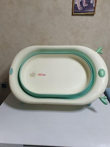 hamam aksusarlari: Uşaqlar üçün qatlanan vanna - Rəng: krem və yaşıl-aqua - Material — 3
