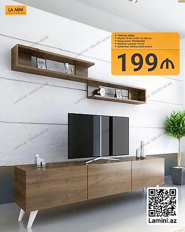 Ev və bağ: Televizor altlığı və divar rəfi dəsti - Model: La Mini (Laconic & — 1