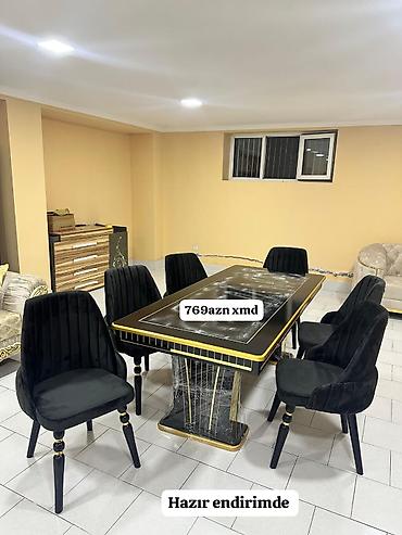 Qonaq otağı üçün elegant masa-stul dəsti - Komplekt: 1 böyük yemək