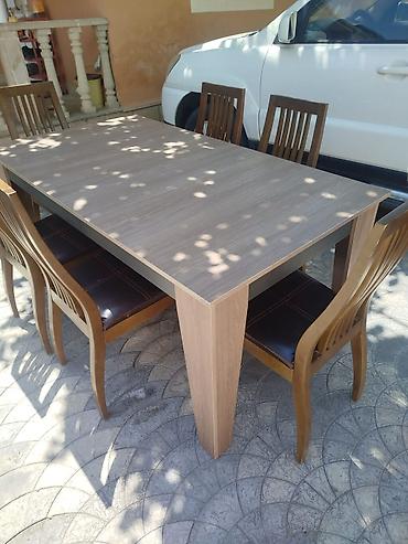 modern stol stul: Qonaq otağı üçün, Yeni, Açılmayan, Dördbucaq masa, 6 stul — 6