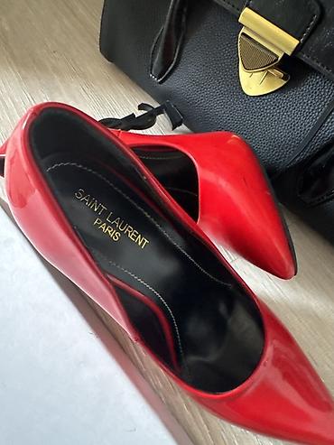 Туфли: Лодочки Saint Laurent Opyum с фирменным каблуком-логотипом YSL. - — 1