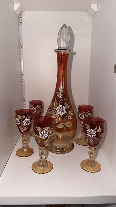 gurcu xengeli satisi: Qədəh və qrafin dəsti - Tərkib: 1 qrafin (qapaqlı) + 6 qədəh - — 1