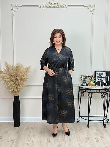 Повседневное платье, Осень-весна, Длинная модель, Прямое, XL, 3XL, 2XL