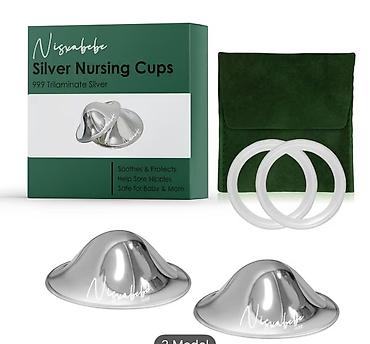 Uşaqlar üçün digər mallar: Məhsul: Nisanbebe Silver Nursing Cups – 999 Trilaminate Silver — 1