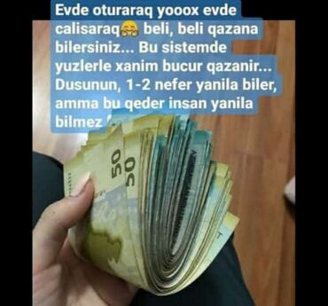 Evdə oturaraq evdən çalışaraq sizdə bu pulları qazana bilərsiz
