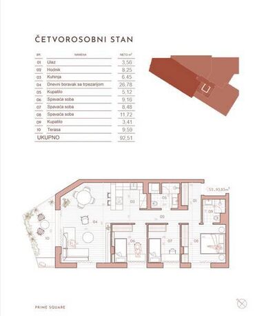 Prodaja stanova: 4 sobe, 92 kv. m, 2 sprat — 2