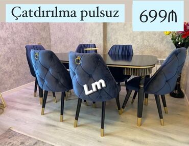 oturacaq ortukləri: Oval masa, 6 stul