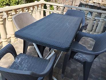 goranda ucuz mebeller: Açıq havaya uyğun masa və 4 ədəd kreslo dəsti - Material: möhkəm — 1