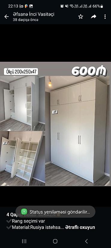*4 Qapılı Dolab 600AZN💥* ✔️Rəng seçimi var ✔️Material:Rusiya