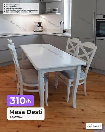 ag masa: Masa Dəsti – 70×120 sm - Komplekt: 1 masa + 4 stul - Mexanizm — 1
